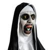 Party maskerar skräcken skrämmande nunna latex mask wheadscarf valak cosplay för halloween kostym ansikte masker med huvudstycke 230729