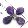 Pendant Necklaces Fine Natural Stone Crystal Pendants Water Drop Faceted Amethysts Tiger Eye For Jewelry Making DIY Women Necklace Party
