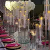 Party Decoration Whole 10 Arms Long Stemmed Modern Clear Acrylic Tube Hurricane Crystal Candle Holders Wedding Table Centerpie191h