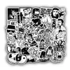 Car sticker 10 50pcs Black and White Stickers for Kids Laptop Skateboard Bicycle Motorcycle Cool JDM Car Styles Sticker Bomb Bumpe228U