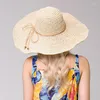 Chapeaux à large bord 2023 femmes été plage voyage chapeau de paille coréen bord de mer grand parasol vacances pliable mode Cool