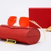 Classic rectangular square composite metal frameless optical frame luxury gold sunshade sunglasses for men and women Designer sunglasses Leopard head