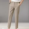 Men's Suits Chic Men Trousers Casual Anti-wrinkle Slim Fit Zip Up Straight Pattern Suit Pants Classic