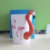 Muggar 3D Flamingo Mug Handmålad keramisk kaffekopp söt djur