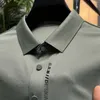 Camisa Polo Masculina de Alto Nível Designer 2023 Verão Lapela Impressa Ice Silk T-Shirt Para Manga Curta Tendência Coreana Uso Casual