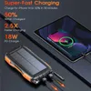 Banki zasilania telefonu komórkowego Solar Power Bank 42800MAH PD 18W Szybkie ładowanie Powerbank dla iPhone'a 14 13 Samsung Huawei Xiaomi Waverbank z LED Camping Light L230728