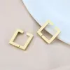 Backs Earrings Square Geometric Rectangle Clip Stainless Steel Silver Color Ear Huggie Hoops Stylish Dangle Minimalist Boho