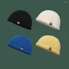 Boinas gorros quentes de inverno casuais curtos bonés de malha para homens moda simples skullies gorro de lã elástico kpop chapéu hip hop