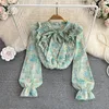 Women's Blouses Bowknot Falbala Chiffon Unlined Upper Garment Of Female Design Feeling Small Loose Floral Blouse