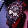 Relógios de pulso AILANG Moda Duplo Tourbillon Design Relógio Mecânico Homens Pulseira de Silicone Calendário Relógios Steampunk Automáticos