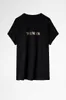 Designer Tide Shirts Zadig Voltaire Designer Classic Letter Femme Bronzing Print Black Femmes Round Sleeve Tops Cottons Summer