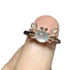 Anneaux de mariage mignon Animal crabe pour les femmes pierre naturelle Opale Anneau réglable amitié bijoux cadeau Bague