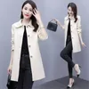 Women's Trench Coats Spring Autumn Mid-Long Windbreakers Women 2023 Loose Doll Collar Coat Pure Colour Single-Breasted Outerwear Female