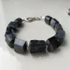 Schwarzes Turmalin-Pyrit-Stein-Armband, Abstandshalter-Verschluss276B