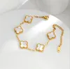 Mode classique 4/trèfle à quatre feuilles bracelets porte-bonheur chaîne en or 18 carats agate nacre pour femme fille mariage fête des mères bijoux femmes