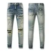 Euro EE. UU. Parches Rodilla Jeans ajustados Algodón elástico rasgado Talla grande 38