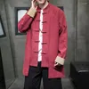 Männer Trenchcoats Frühling und Herbst chinesische Baumwolle Leinen Mantel lose mittellange Strickjacke Jacke falsche zweiteilige Kleidung