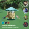 Bahçe Dekorasyonları Kuş Besleyici Otomatik Ayak Besleme Aracı Açık Düz Mekan Asma Somun Çoklu Delik Dispanser Tutucu Gıda Konteyneri 230729