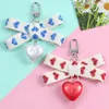 Portachiavi Cute Point Drill Peach Sweet Heart Portachiavi Love Webbed Creative Valentine's Day Gift Pendant Bag Decoration