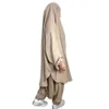 Ramazan Eid Müslüman Abayas Kadınlar İçin 2 Parçalı Dua Giysi Jilbab Pantolonlu Abaya Seti İslami Giysiler Uzun Kezli2182