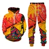 Men's Hoodies Hoodie Set Winter Hooded Sweatshirt Casual Pullover Sports Suit African Style Tribal Print Tracksuits Harajuku Clothes
