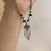 Choker Handmade Beaded Vintage Tassel Necklace Ethnic Wind Lucky Ruyi Lock Pendant Exotic High Sense