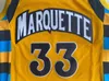 Maglia da basket GH 33 Jimmy Butler Marquette Golden Eagles College gialla taglia S-XXL