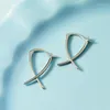 Hoopörhängen KOFSAC Fashion 925 Silver för kvinnor Simple Geometric Cross Earring 2023 Trend Korean Jewelry Party Accessories