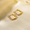 Boucles d'Oreilles Créoles Tendance Acier Inoxydable 316 Plaqué PVD 18K Blanc Full CZ Pavé Bijoux Imperméables Pour Femme