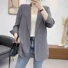 Damenanzüge Chiffon Kleiner Anzug Frauen 2023 Frühling Sommer Herbst dünner lockerer Längenmantel Dreiviertelärmel Blazer Plus Size