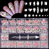 Nail Art Decoraties Luxe Glanzende Diamant Nail Art Strass Kristal Decoraties Set AB Glas 1 stks Pick-up Pen In Grids Doos 21 Vorm Ongeveer 2800 stks 230729