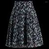 Skirts Women 2023 Summer Fashion High Waist Chiffon Female Loose Pleated Ladies Mid-long Thin Printed U85