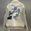 Hop American Hip Baseball V Designer haftowany płaszcz kardigan zimowa ciepła kurtka uniwerek Mężczyźni i kobiety luźne bluza Butt696 Arsity