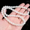 Chains Natural Jade And Hetian Baiyu Necklace 8mm Men's Women's Neck Trim Pendant