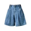 Women's Jeans Wide Leg Rolled Edge Denim Shorts For Women With High Waist Versatile Loose And Slim A Line Pants Thin Style