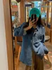 Frauen Blusen 2023 Frühling Und Herbst Hemd Polo Neck Blau Denim Mantel Top Lose Kausalen Koreanische Mode Frauen Kleidung outwear