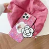 Дизайнер Camellia Flower Phone Cash Case Lanyard Makeup Mircor Iphone 14 13 Pro Max 11 12 12pro 14plus 7 8 плюс XS XS Классическая цветочная буква