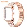 Roestvrijstalen gaasbanden Compatibel voor Apple Watch 49 mm 45 mm 44 mm 42 mm 41 mm 40 mm Vrouwen Bling Beschermende Crystal Diamond Case Mesh Strap iwatch Series 8 7 6/SE/5/4 3 2 1