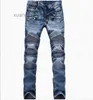 Zagnione męskie chude dżinsy Slim Moto Biker Causal Denim Spodnie Hip Men LE8W