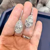 Dangle Earrings Huitan Trendy Luxury Pear CZ Drop For Women High-quality Silver Color Ear Wedding Party Aesthetic Jewelry