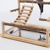 Andra fågelförsörjningar papegoja PlayStand Plays Stand Cockatiel Playground Wood Perch Gym Ladder With Metal Feeder Plate Toy 230729