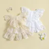 Abiti da ragazza EWODOS Toddler Baby Kids Girls Sweet Lace Princess Dress Flying Sleeve Floral Tiered Ruffles Abiti estivi