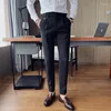 Ternos masculinos britânico outono sólido 2023 negócios moda casual calças slim fit roupa de rua formal conjunto de escritório