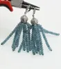 Boucles d'Oreilles Une Paire Gris Bleu Jade Rondelle Facette 4 2mm Gland Zircon Crochet 70mm Gros Perles FPPJ