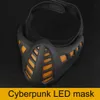 Party Masks Halloween Cyberpunk Mask Breathable Luminous Half Face LED for CS Airsoft Outdoor Games Cosplay Decor 230729