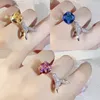 Cluster Rings Cute Hummingbird Group Set Zircon Light Luxury Design Ring Women's Creative Animal Jewelry Birthday Gift