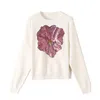 Pulls pour femmes luxe col rond tricoté pull mode pulls fleurs paillettes broderie dames hauts lâche tricot coton pull