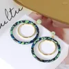 Stud Earrings Blooming Resin Double Ring Face Thinning High-end