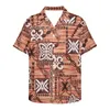 Mäns avslappnade skjortor polynesiska stamfijianska totem tatuering fiji tryck sommar hawaiian skjorta för män strandkläder mode kort ärm