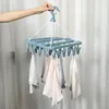 Cintres Chaussette Sèche-linge Séchage Cintre Avec 32 Pegs Pliable En Plastique Chaussettes Rack Rotatif Coupe-Vent Blanchisserie